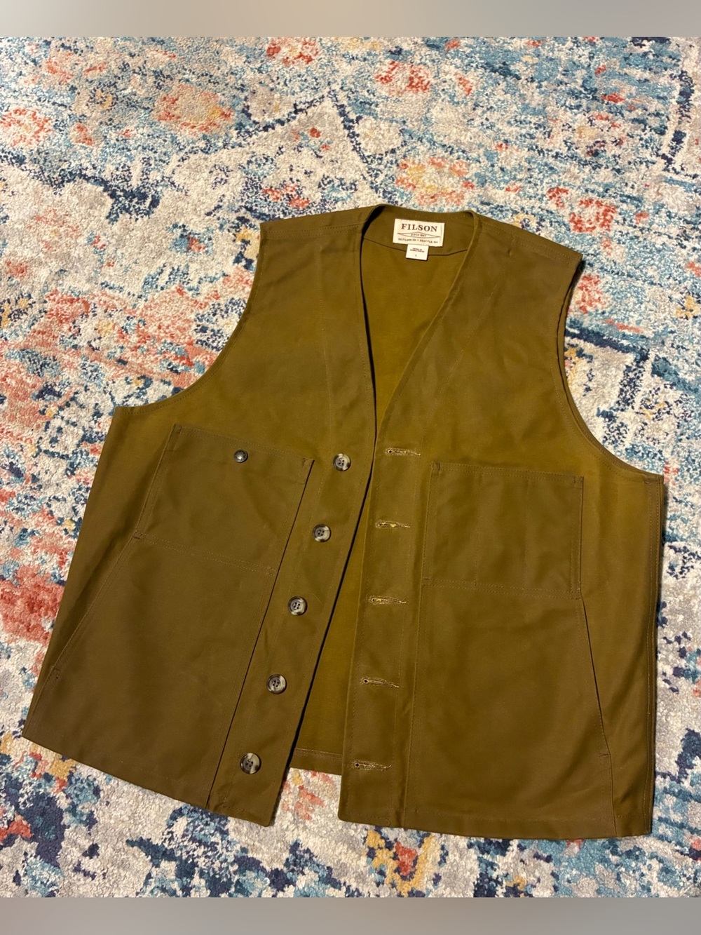 Filson Olive Green Utility Cotton Vest